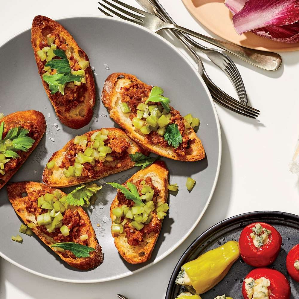 ’Nduja Toasts with Quick-Pickled Celery