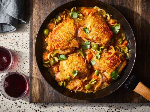 Braised Chicken Thighs with Apricots and Green Olives