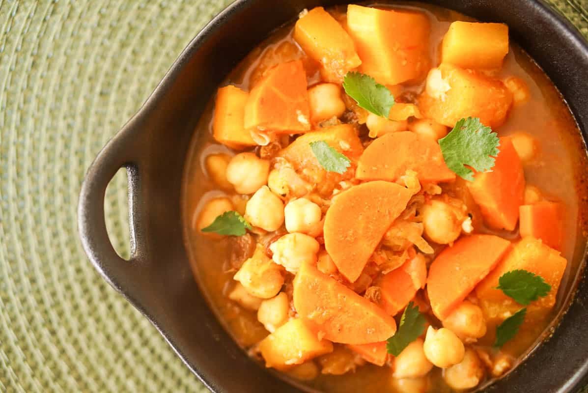 Spicy Moroccan Harissa Stew With Pumpkin And Chickpeas