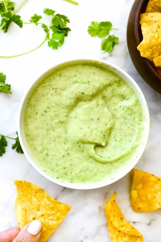 Creamy Avocado Salsa Verde Recipe (No Cook Recipe) | foodiecrush.com
