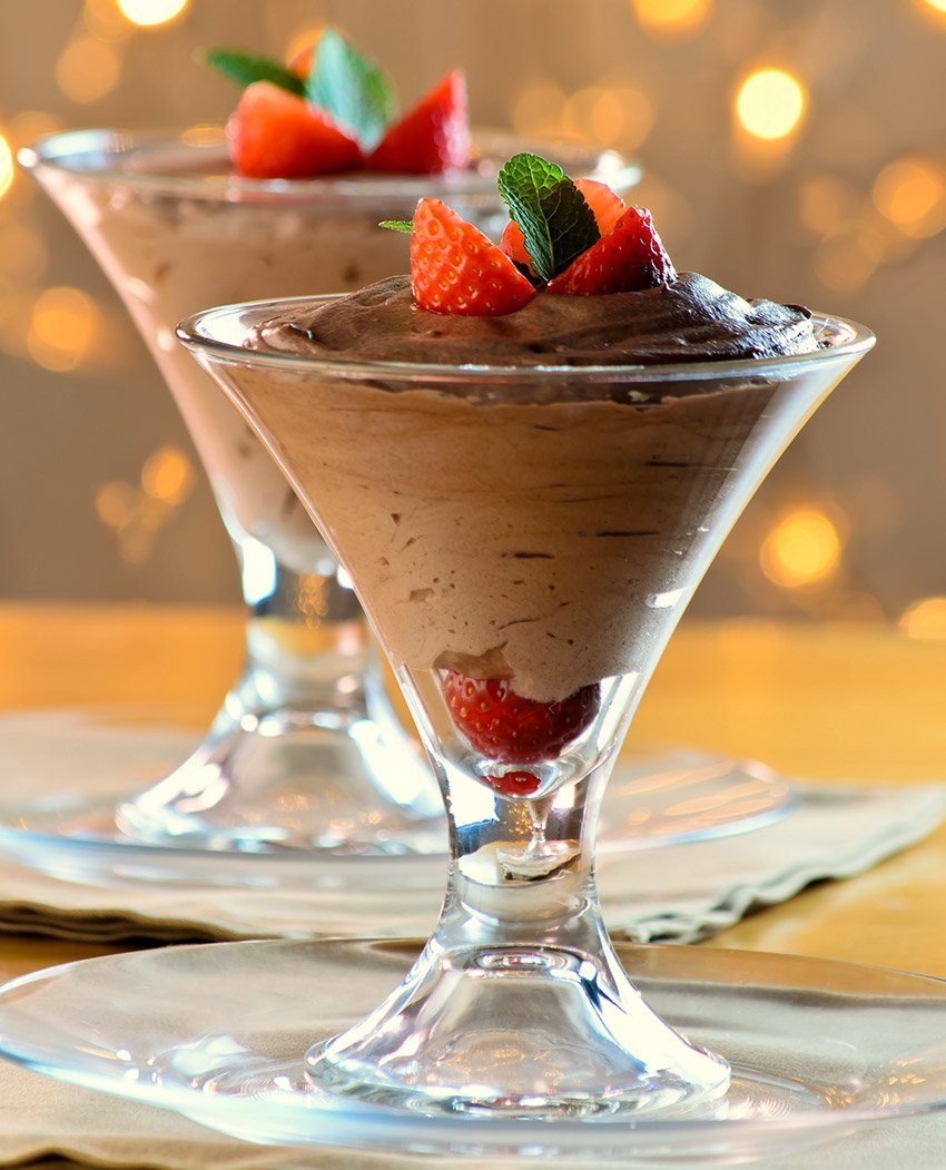 Dark Chocolate Mousse with Strawberries
