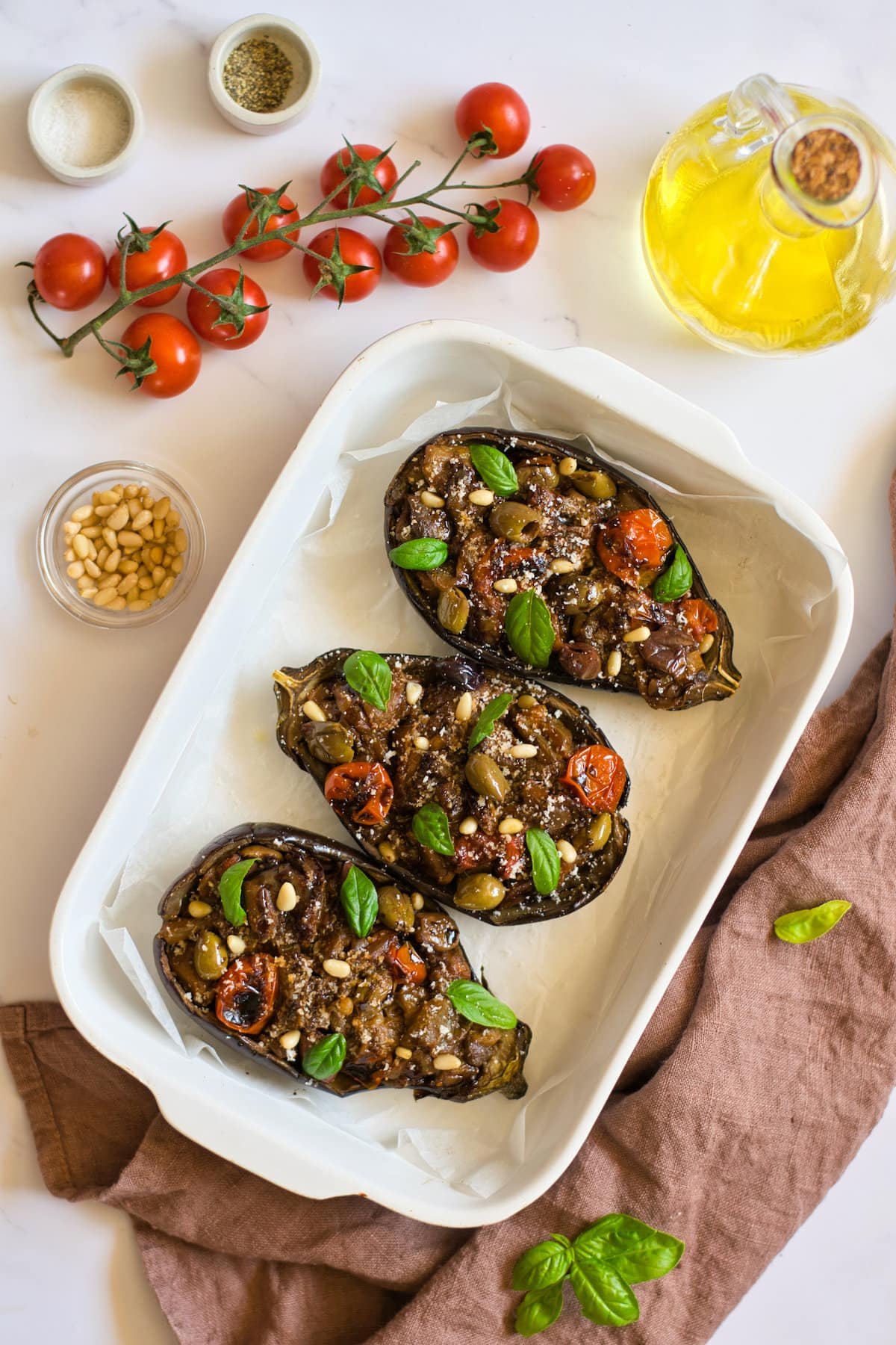 Vegan Stuffed Eggplant (Mediterranean Stuffed Eggplant)