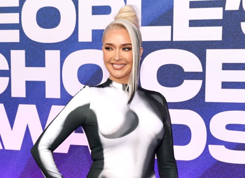 ‘Real Housewives of Beverly Hills’ Star Erika Jayne Gets Edgy in Body Print Illusion Maxi Dress & Strappy Heels at People’s Choice Awards Red Carpet 2022