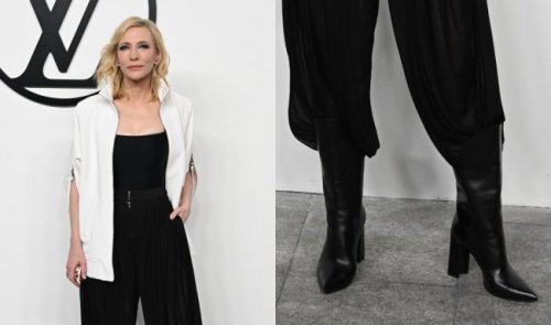 Cate Blanchett Poses in Chic Leather Boots at Louis Vuitton Women’s Pre-Fall 2024 Show