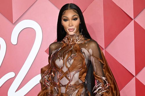 Winnie Harlow Gets Futuristic in ‘Anti-Gravity’ Wedges & Sculpted Cutout Bodysuit at British Fashion Awards 2022
