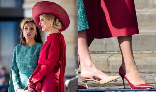 Queen Letizia of Spain and Queen Maxima of the Netherlands Coordinate in Classic Pumps at Royal Palace in Amsterdam
