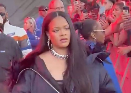 Rihanna Chicly Goes Undercover for A$AP Rocky Wireless Festival Concert in Wedge Boots & Prada Coat