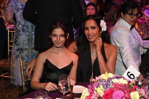 Padma Lakshmi’s Daughter Krishna Lakshmi Pops in Feathered Dress & Strappy Sandals at Blossom Ball