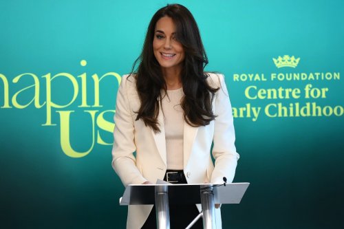 Kate Middleton Means Business in White Alexander McQueen Blazer & Gianvito Rossi Pumps