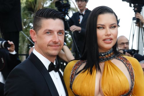 Adriana Lima’s Gold-Dipped Baby Bump Gets Goddess Makeover in Bejeweled Gown & Heels at Cannes Film Festival 2022