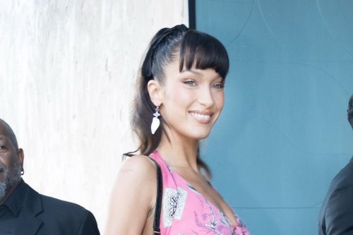 Bella Hadid Tackles the 2000s In a Silky Halter Dress and Loewe Rose Heels For Her Kin Euphorics Party