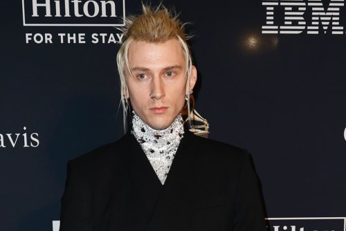 Machine Gun Kelly is Formally Punk in Suit and Studded Loafers at Pre-Grammy Gala 2023