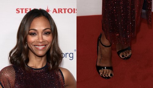 Zoe Saldana Dons Glossy Black Sandals for The World’s Most Fascinating Dinner