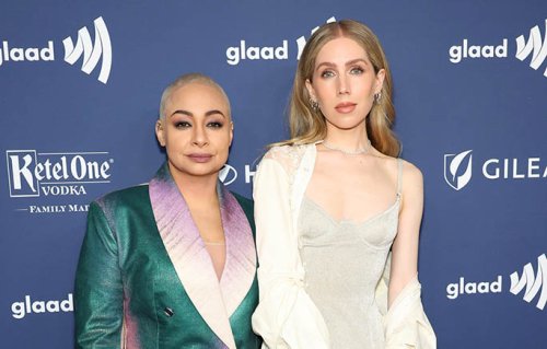 Raven-Symoné & Wife Miranda Maday Coordinate in Padded Loafers & Chunky Heels at GLAAD Media Awards 2023
