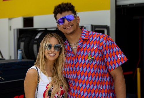 Patrick Mahomes Slips on Versace Sneakers for F1 Grand Prix of Miami ...