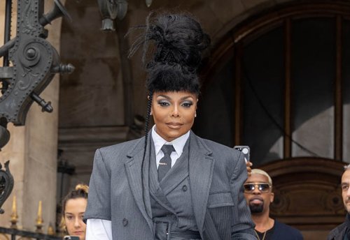 Janet Jackson Elevates Charcoal Denim Jumpsuit With Chunky Platform ...