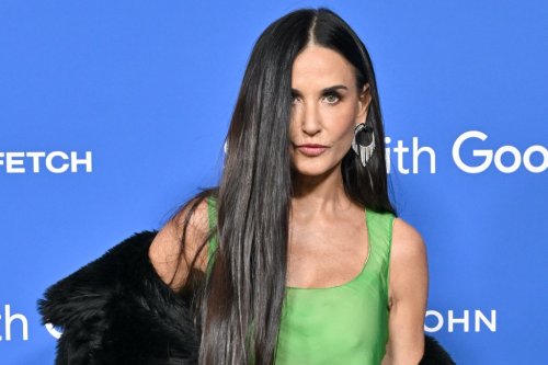 Demi Moore Pops in Sheer Green Dress & Sharp Pumps at Fashion Trust ...