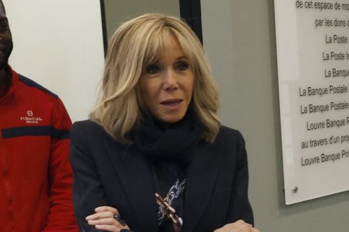 French First Lady Brigitte Macron Suits Up in Blazer & Pumps at Station Debout Centre Inauguration