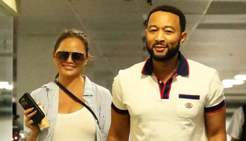 Pregnant Chrissy Teigen Does Comfy Maternity Style In Braided Sandals With John Legend