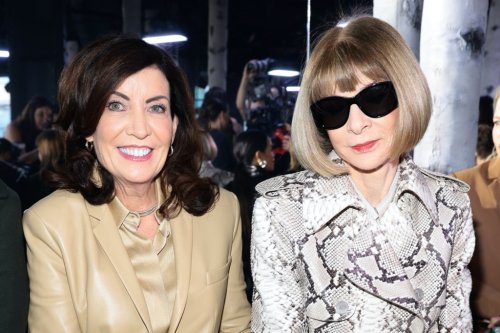 Kathy Hochul Suits Up in Leather Blazer & Pumps at Michael Kors’ Fall ...