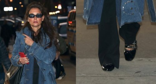 Katie Holmes’ Latest Ballet Flats Take on Miu Miu’s Preppy Aesthetic With an Edgy Touch