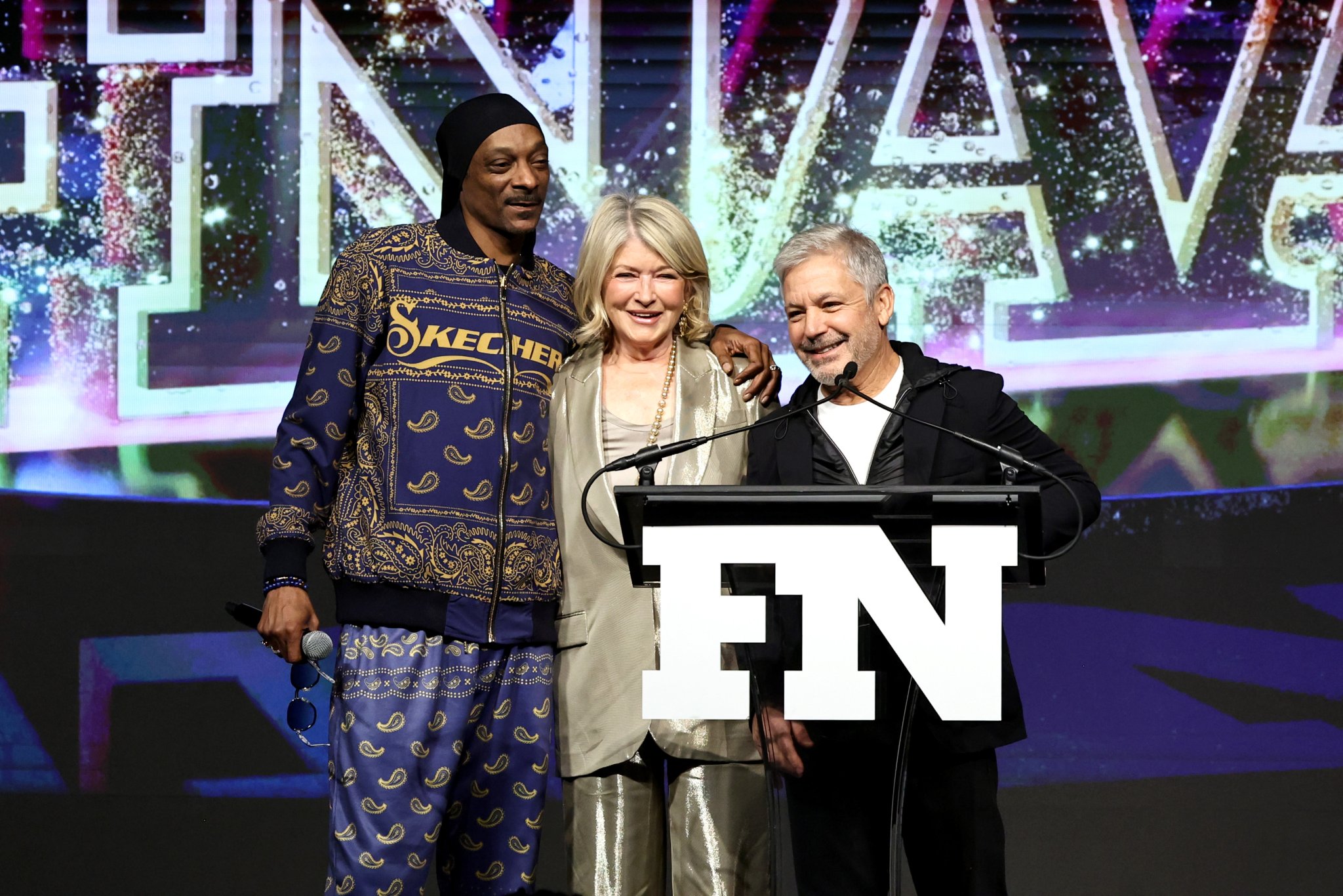 Snoop Dogg Confirms He’s Back to Smoking and Surprises Martha Stewart at ‘Shoe Oscars’ FN Achievement Awards 2023