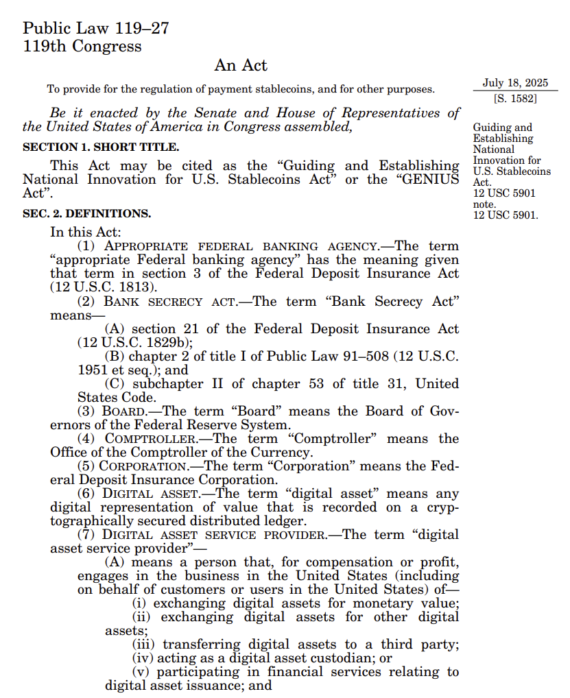 Ethena's USDe Pays Yield Legally, And The GENIUS Act Has No Answer For It