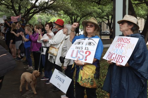 Hundreds protest Trump administration’s ‘authoritarian policies’ in downtown Fort Worth