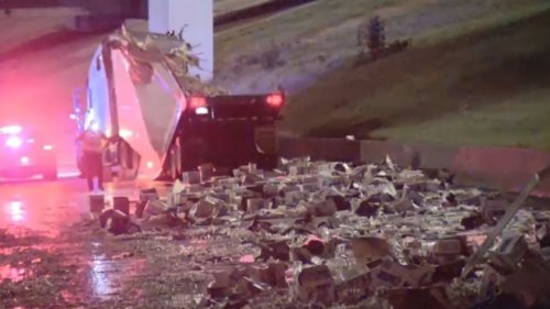 Truck hauling 35,000 pounds of eggs crashes on Dallas freeway