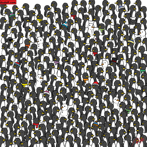 Brain teaser: Can you find 3 cats hidden in a sea of penguins?