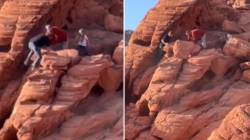 Tourists filmed brazenly destroying ancient rock formations at Nevada's Lake Mead: 'Send them to jail'