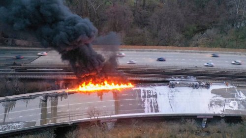 Tanker truck hauling heating oil in Maryland erupts in flames after crash
