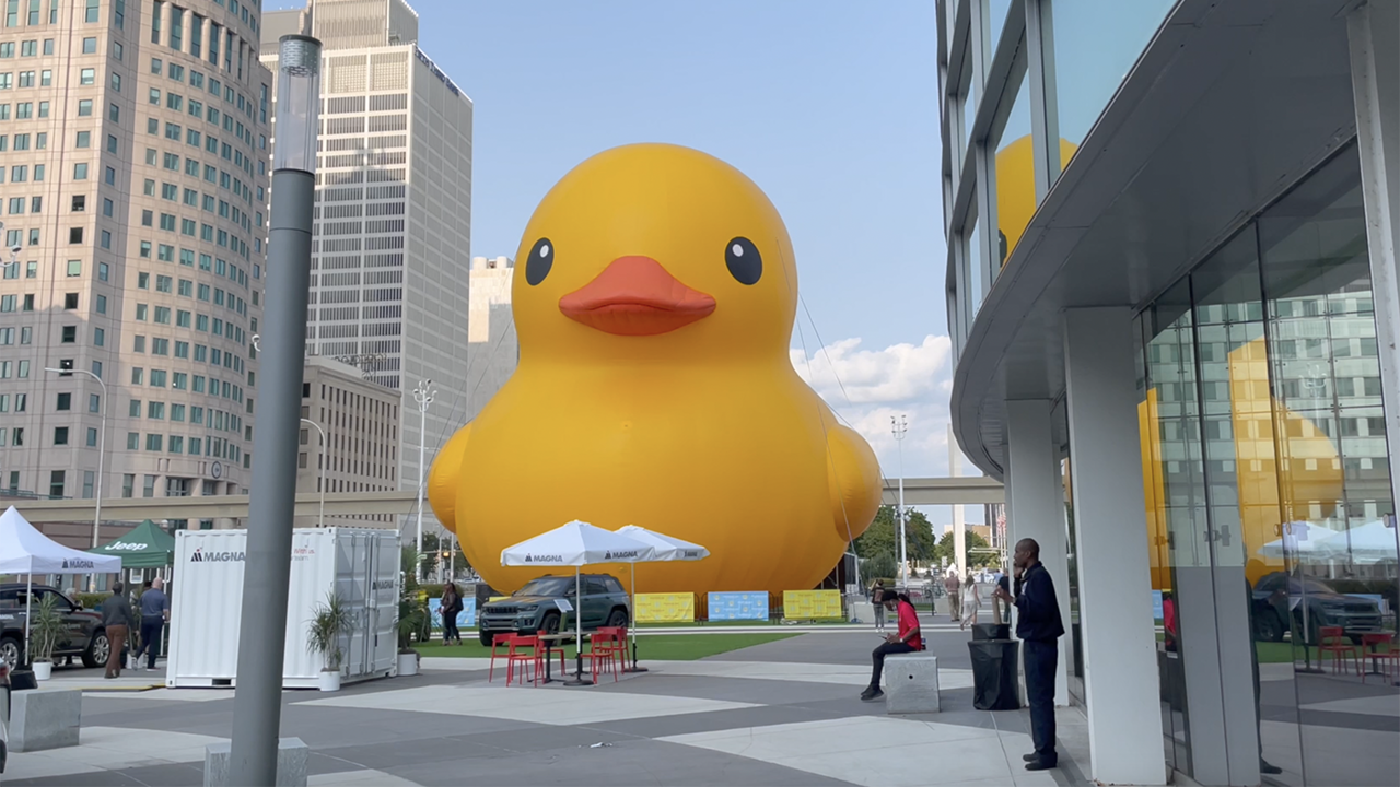 What is 'ducking'? The giant duck outside the Detroit Auto Show explained