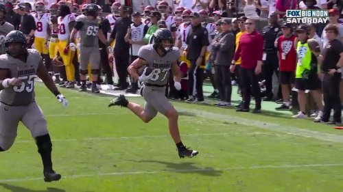 Colorado's Shedeur Sanders links up with Michael Harrison for a 21-yard TD to trim USC's lead