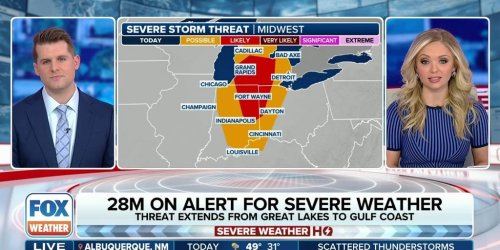 Severe weather threat stretches from Great Lakes to Gulf Coast on Tuesday