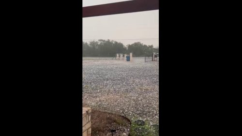 Watch: Large hail pounds Kerrville, Texas
