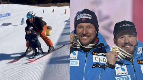 Mit 18 Monaten folgt Ski-Kleinkind bereits den Pfaden seines berühmten Vaters