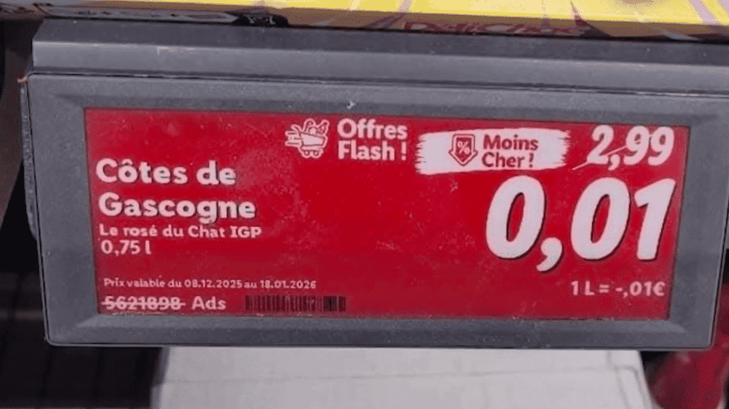 Hérault : une bouteille de vin vendue un centime d’euro chez Lidl fait polémique