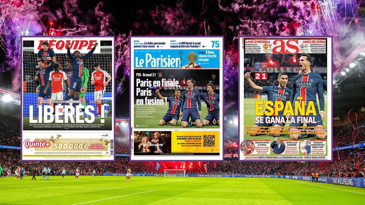 Ligue des champions : "Libérés", "Paris en fusion", "L'Eiffel power"... La presse nationale et internationale salue la qualification du PSG en finale