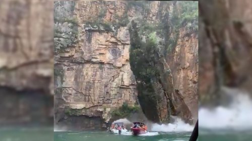 Vidéo Brésil : la chute d'un pan de falaise sur des bateaux fait au moins 7 morts et trois disparus