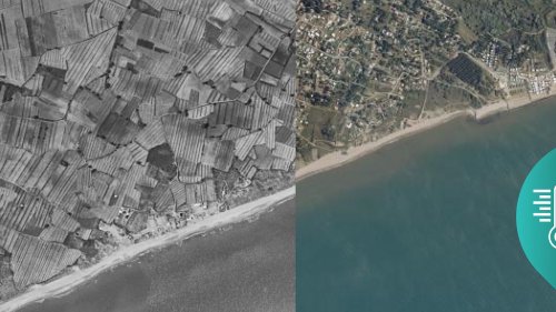 AVANT/APRÈS. Biscarrosse, Sainte-Anne, Etretat... Regardez l'impressionnante évolution du littoral en cinquante ans avec la #MontéeDesEaux