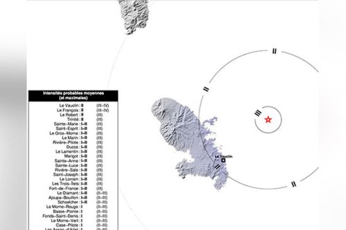 Léger séisme (magnitude 3.9) enregistré samedi soir au nord−est du Vauclin - Martinique la 1ère