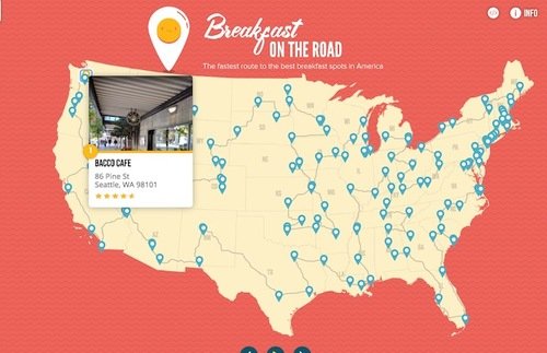 Road Trip Essential: Map of Fastest Route to USA’s Top Breakfast Spots