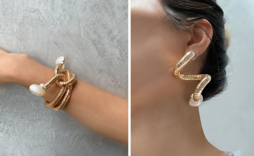 Vintage brass beads become flexible golden spirals in the hands of jewellery designer Carolina Wong