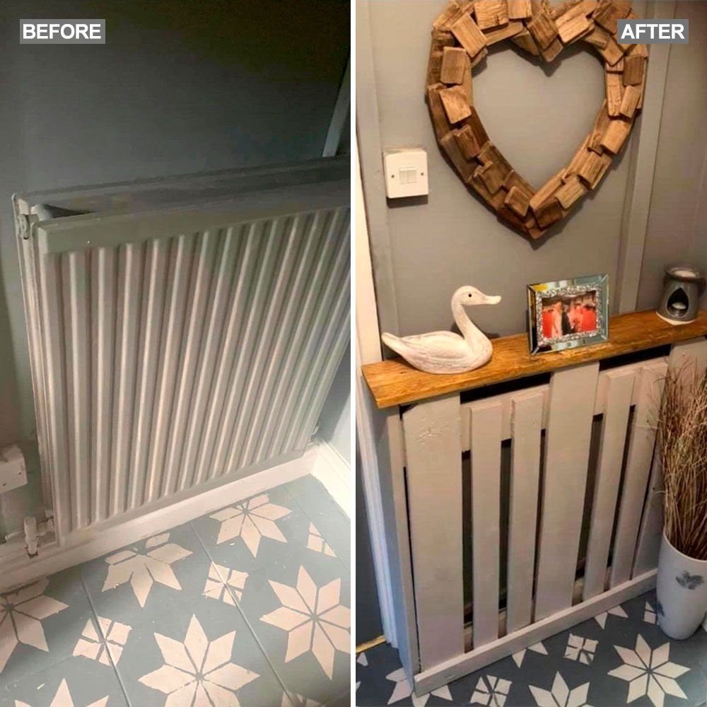 Homeowner upcycles free wooden pallet into a bespoke radiator cover – genius!