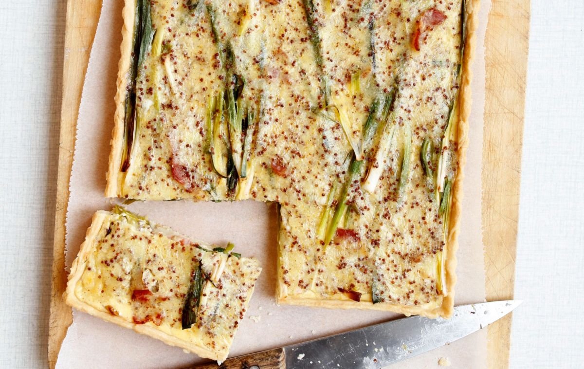 Smokey cheese bacon and potato tart