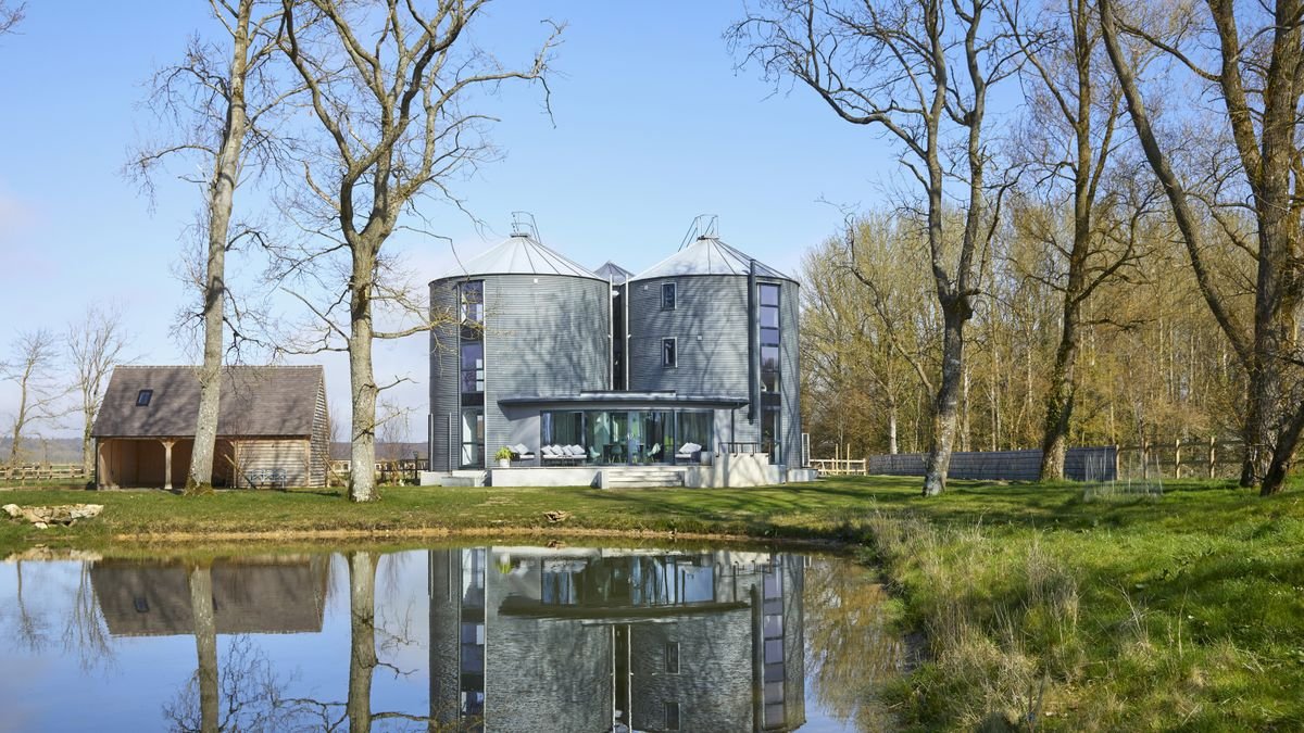 Tour two former grain silos that were converted into a minimalist modern haven