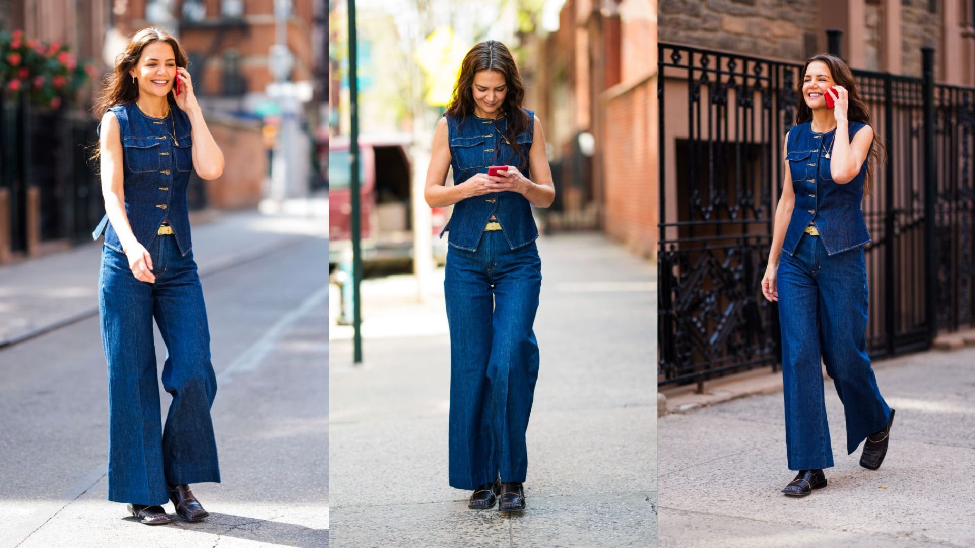 I would never have dreamed of wearing double denim, until I saw Katie Holmes in this chic high-street set