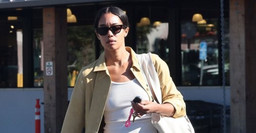 Laura Harrier Just Wore This Underrated Flat-Shoe Trend With Baggy Jeans in L.A.