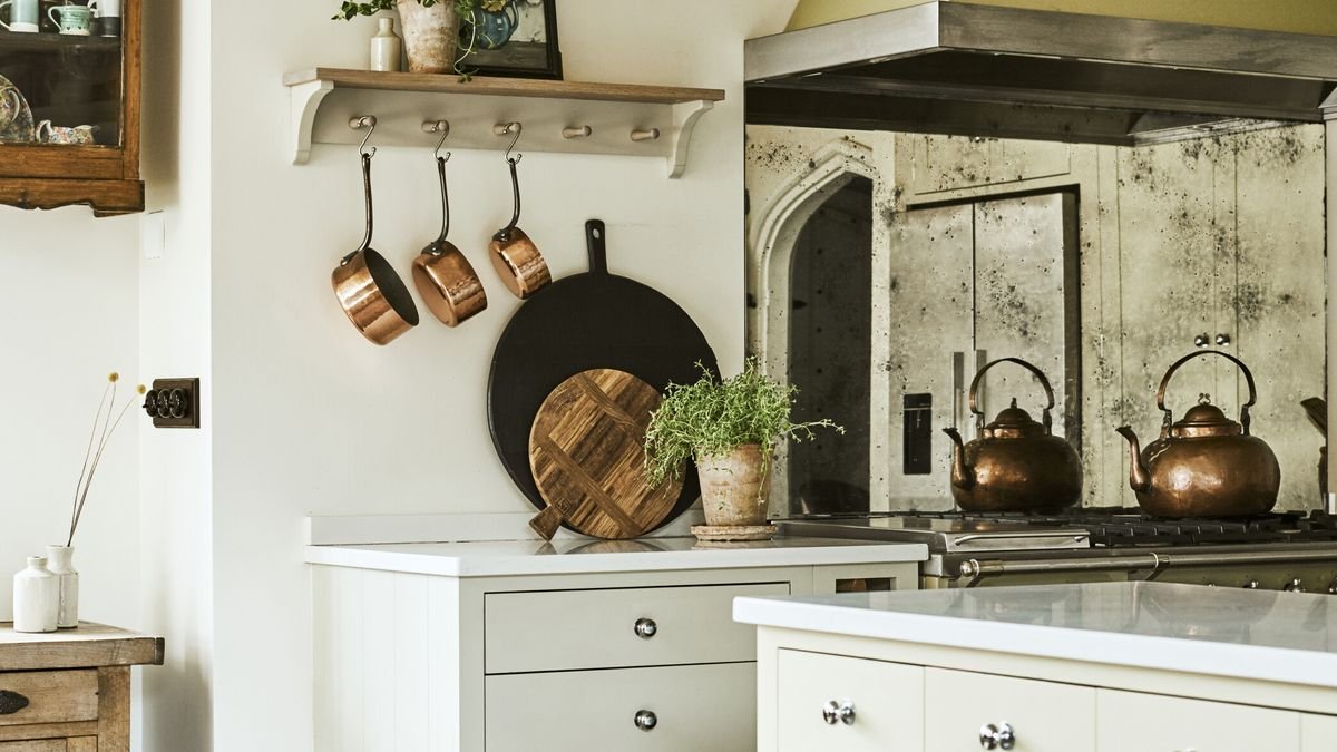 Antique and fluted glass are trending in the kitchen